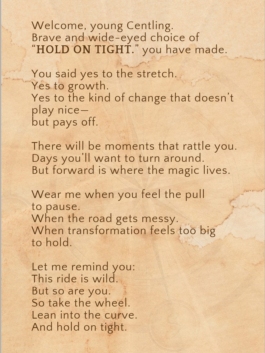 HOLD ON TIGHT.- For the one becoming anchored in the chaos.